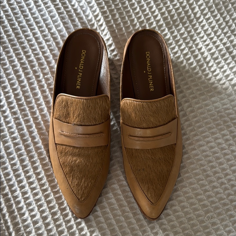 Donald J. Pliner Tan Leather Loafers